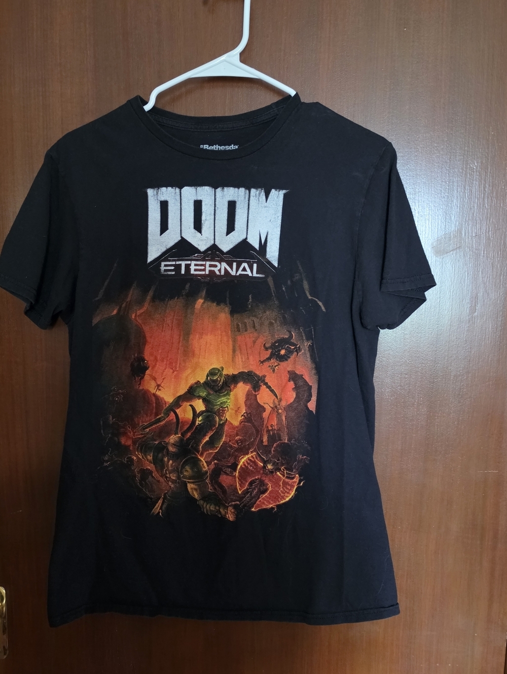 Doom Eternal Shirt Men's Medium Black Bethesda Video Game Hell Demon Art